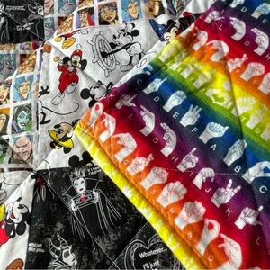Disney Mickey Mouse, Villains, character handmade reversible Sign Language quilt